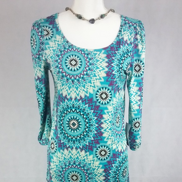 Felicity & Coco Nordstrom's Women's Turquoise Spiral Dress - Picture 5 of 8